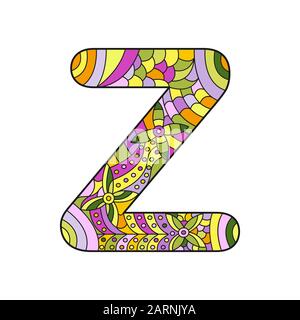 Filled color outline of the letter Z for learning and education. For training and education. Isolated on a white background. Simple design. Stock Vector