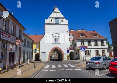 Medieval Brama Kamienna - Stone Gate in Gryfice, capital of Gryfice County in West Pomeranian Voivodeship of Poland Stock Photo