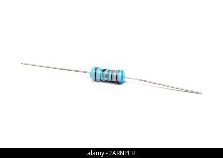 Blue resistor close-up, isolate on white background Stock Photo