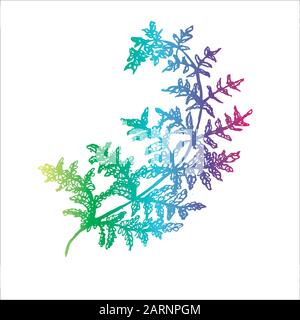 Color neonic gradient fern illustration. Ancient plant. Stock Vector