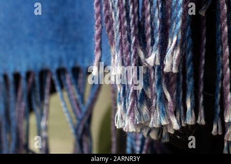Blue Wool Edge close up, background for text Stock Photo