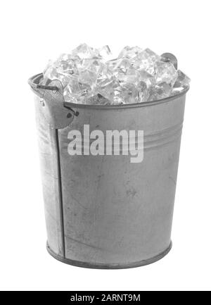 Metal Bucket With Ice Cubes Isolated On White Stock Photo - Download Image  Now - Ice Bucket, Ice, Bucket - iStock