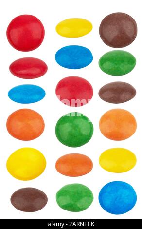colorful chocolate buttons isolated on a white background Stock Photo