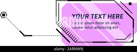 HUD futuristic style lilac callout title. Infographic call out box bar and modern digital info sci fi frame layout template. Interface UI and GUI textbox element. Vector isolated eps illustration Stock Vector