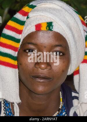 Portrait of a pretty Hamer woman, Dimeka village, Omo river valley, Ethiopia. Stock Photo