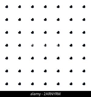 Romantic Black Seamless Polka Hearts Vector Pattern Background for Valentine Day or Mother's Day. Scrapbooking, Invitation, Wrapping Paper, Greeting Stock Vector