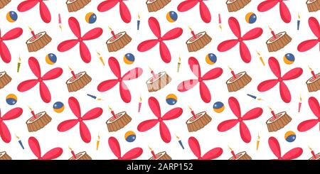 Toddler and Carlson. Seamless pattern. Stockholm. The propeller is red. The man who lives on the roof. Children's books. Book characters.. Stock Vector