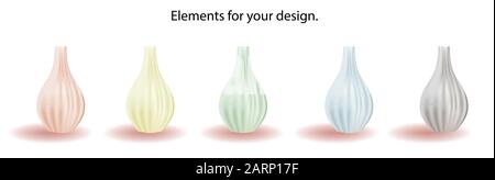 Elements isolated on white background. Ceramic vase. A vase for flowers. Modern ceramics. Carafe or pot. White. Realistic object.. Stock Vector