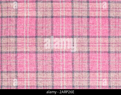 Pink tartan design fabric, plaid pattern background Stock Photo