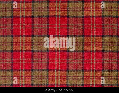Red plaid fabric, tartan pattern check background Stock Photo