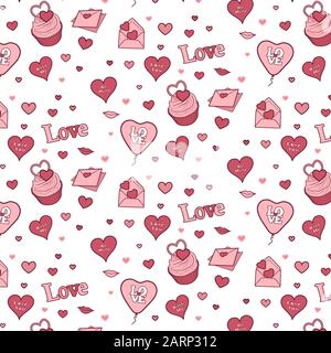 Happy valentines day colourful seamless pattern. Vector Stock Vector