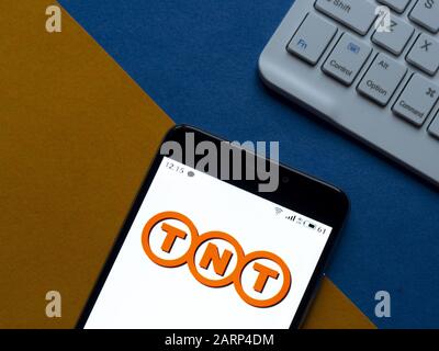 Ukraine. 29th Jan, 2020. In this photo illustration a TNT Express logo seen displayed on a smartphone. Credit: Igor Golovniov/SOPA Images/ZUMA Wire/Alamy Live News Stock Photo