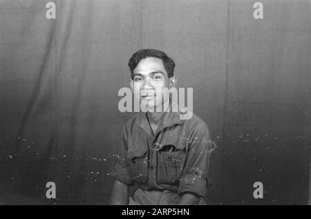 Portrait photos (miscellaneous) [passport photos]  Indonesian man in uniform Date: 1947/01/01 Location: Indonesia, Dutch East Indies Stock Photo