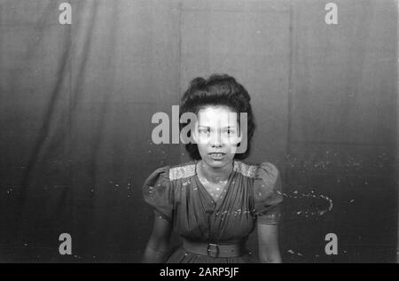 Portrait photos (miscellaneous) [passport photos]  Young Indonesian woman Date: 1947/01/01 Location: Indonesia, Dutch East Indies Stock Photo