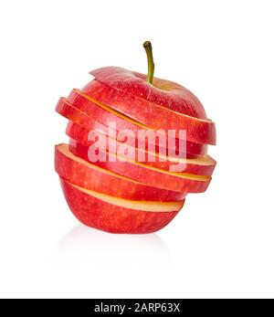 sliced red apple on a white isolated background with clipping patch Stock Photo