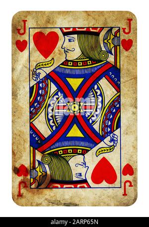 Jack of Hearts Vintage playing card - isolated on white (clipping path included) Stock Photo