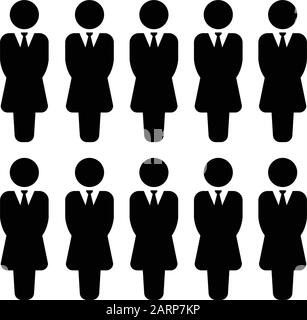 People icon vector female group of persons symbol avatar for business management team in flat color glyph pictogram illustration Stock Vector