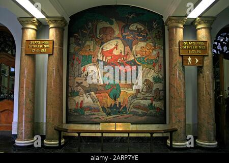 Wall painting with signs inside the Entrance Hall of Pretoria City Hall, Pretoria/Tshwane, Gauteng, South Africa. Stock Photo