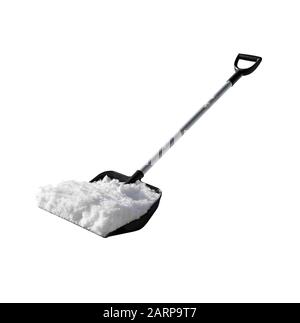 Shovel for cleaning of snow with the snow. Snow shovel isolated on white background. Stock Photo