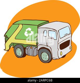 Sorting, transporting process of garbage, trash can. Vector illustration. Stock Vector