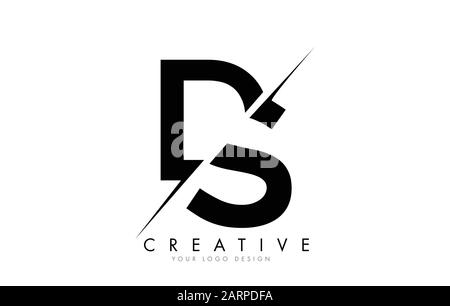 DS D S Letter Logo Design with a Creative Cut. Creative logo design.. Stock Vector