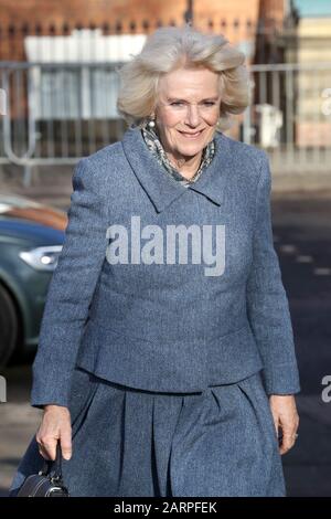 The Duchess of Cornwall, President of the Royal Voluntary Service, arrives for a visit to the RVS Cornhill Centre in Banbury, Oxfordshire. Stock Photo