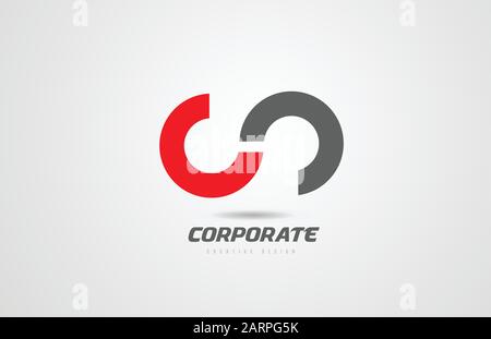 circle abstract grey red corporate business logo icon design for company. Technology or media identity logotype Stock Vector