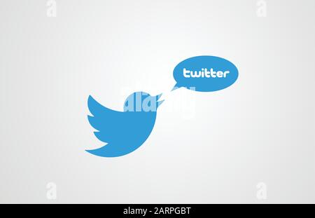 blue bird twitter social media icon corporate business logo design for company. Technology or media identity logotype Stock Vector