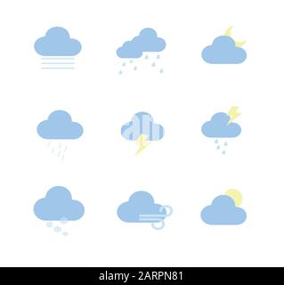 Collection of flat vector icons - weather forecast isolated Stock Vector