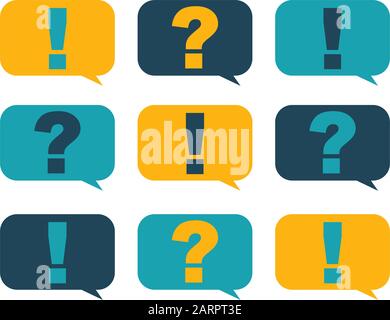 Flat style design speech bubbles with question and exclamation marks Stock Vector