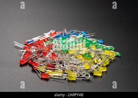 Set of colored LED light-emitting diode (LED) on background Stock Photo