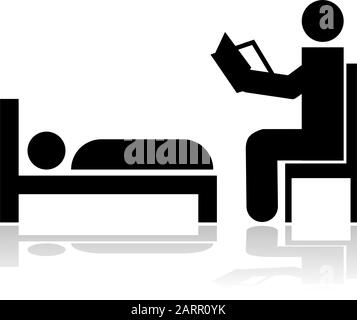 Illustration showing a person reading a bedtime story to a kid Stock Vector