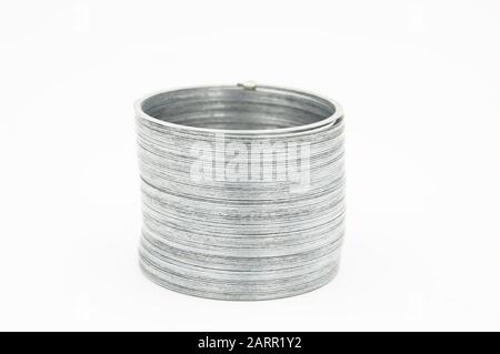 original metal slinky stretched rainbow Stock Photo