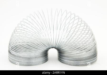 original metal slinky stretched rainbow Stock Photo