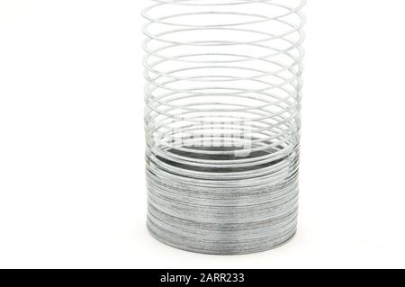 original metal slinky stretched rainbow Stock Photo