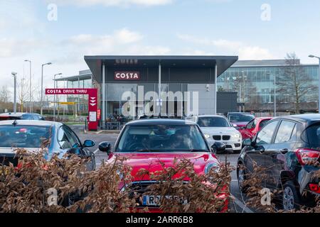 Costa Coffee drive thru and coffee shop Stock Photo