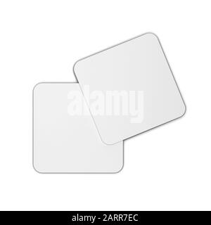 Two blank coasters mock up. 3d illustration isolated on white background Stock Photo