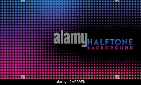 Colorful Halftone Background Design Template, Pop Art, Abstract Dots Pattern Illustration, Blue Magenta Violet Purple Gradation Wallpaper, EPS 10 Stock Vector