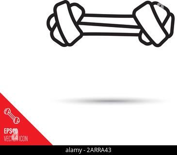 Dog chewing bone vector line icon. Pet treat outline symbol Stock Vector