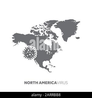 North America map with a virus microbe. Illness and disease outbreak Stock Vector