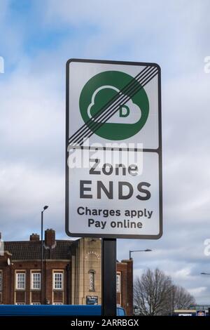 Signs have started going up on roads around Birmingham in preparation for the Clean Air Zone which comes into operation in summer 2020 Stock Photo