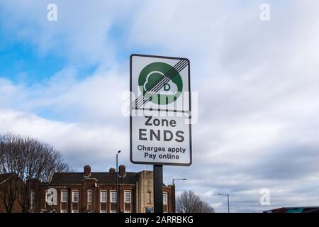 Signs have started going up on roads around Birmingham in preparation for the Clean Air Zone which comes into operation in summer 2020 Stock Photo