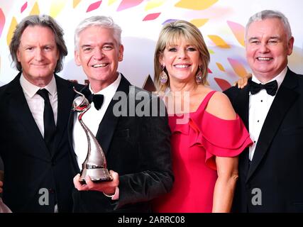 Phillip Schofield, Ruth Langsford and Eamonn Holmes (left to right) during the National Television Awards at London's O2 Arena. Stock Photo