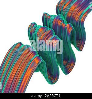 Abstract colorful ribbon shape. 3d illustration isolated on white background Stock Photo