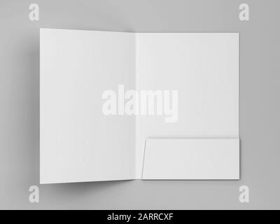Blank paper folder mockup. 3d illustration on gray background Stock Photo