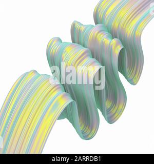 Rainbow abstract twisted brush stroke. Bright curl, artistic spiral.  Abstract element for design. 3D rendering image. Image isolated on a white  backgr Stock Photo - Alamy