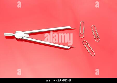Compass object used by engineers, architects and technical professions, to make asses and take measurements and references in the drawings. Stock Photo