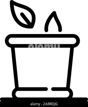 Pot of herbs icon, outline style Stock Vector