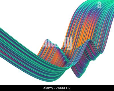 Abstract colorful ribbon shape. 3d illustration isolated on white background Stock Photo