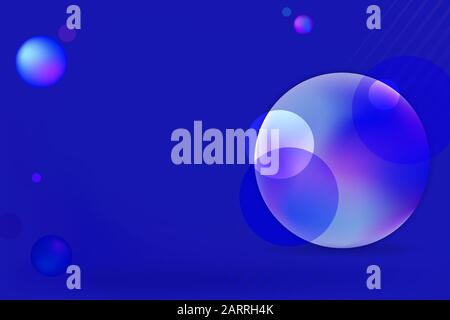 Bright blue colorful circles bubbles background. Vivid modern blue blurred colors for web, design... Stock Vector